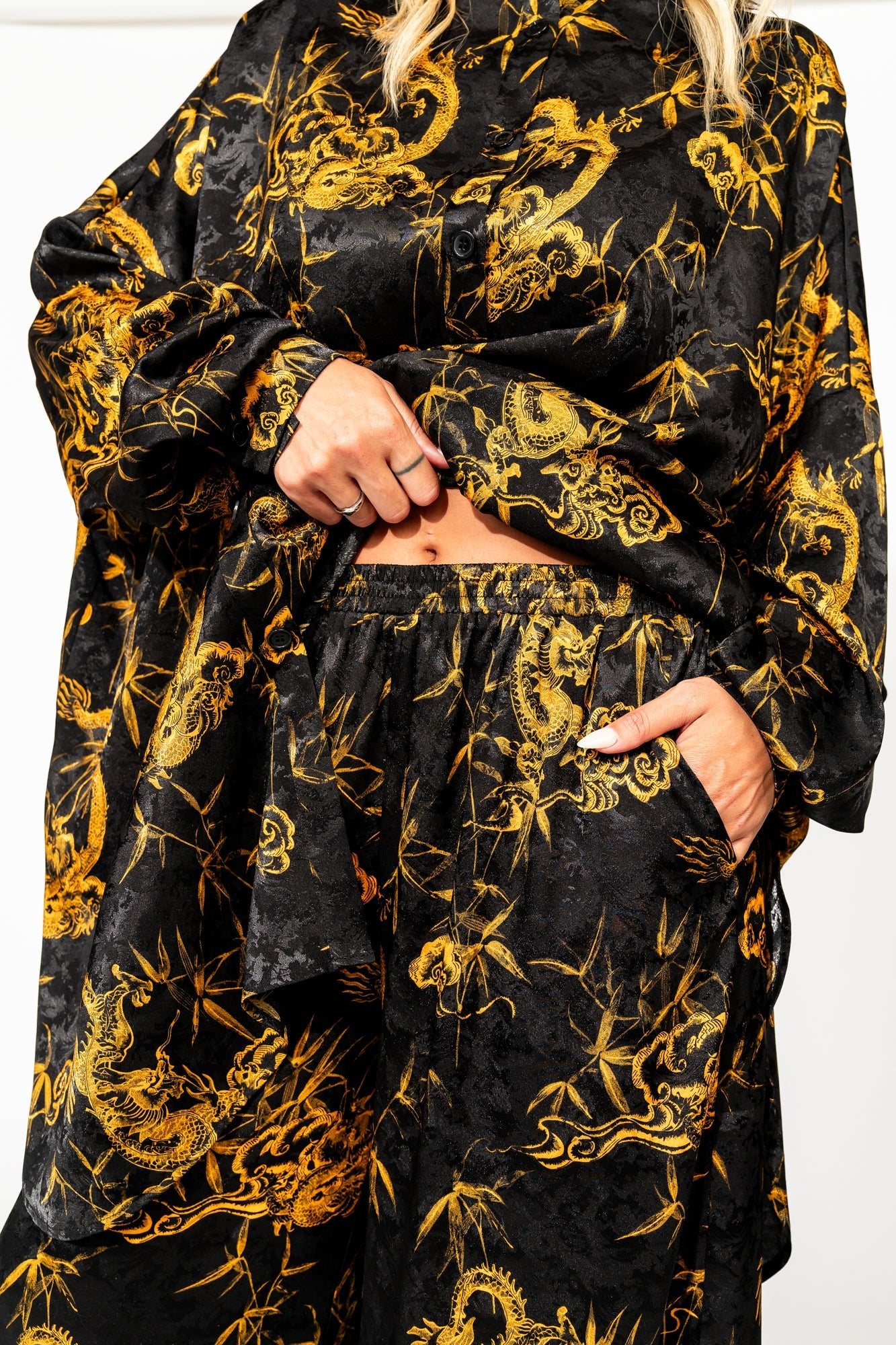 Energetics Satin Playsuit in Dragon Brocade - Dressed in Lala