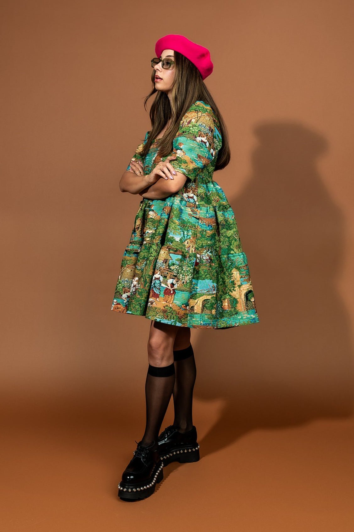 Estate Sale Jacquard Babydoll Dress in Grass is Greener - Dressed in Lala