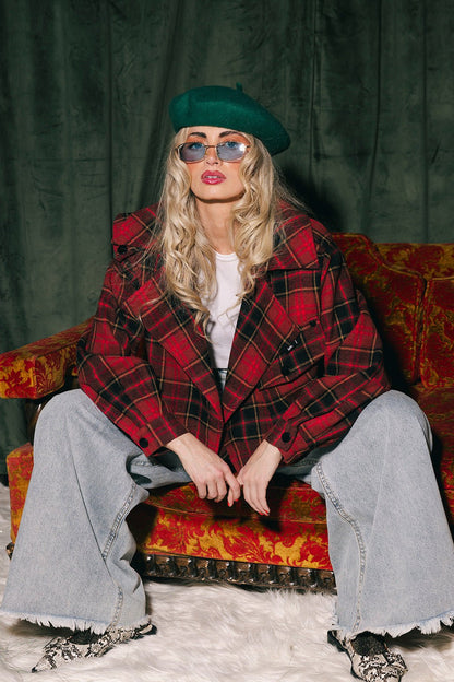 Father Figure Plaid Cropped Trench - Dressed in Lala