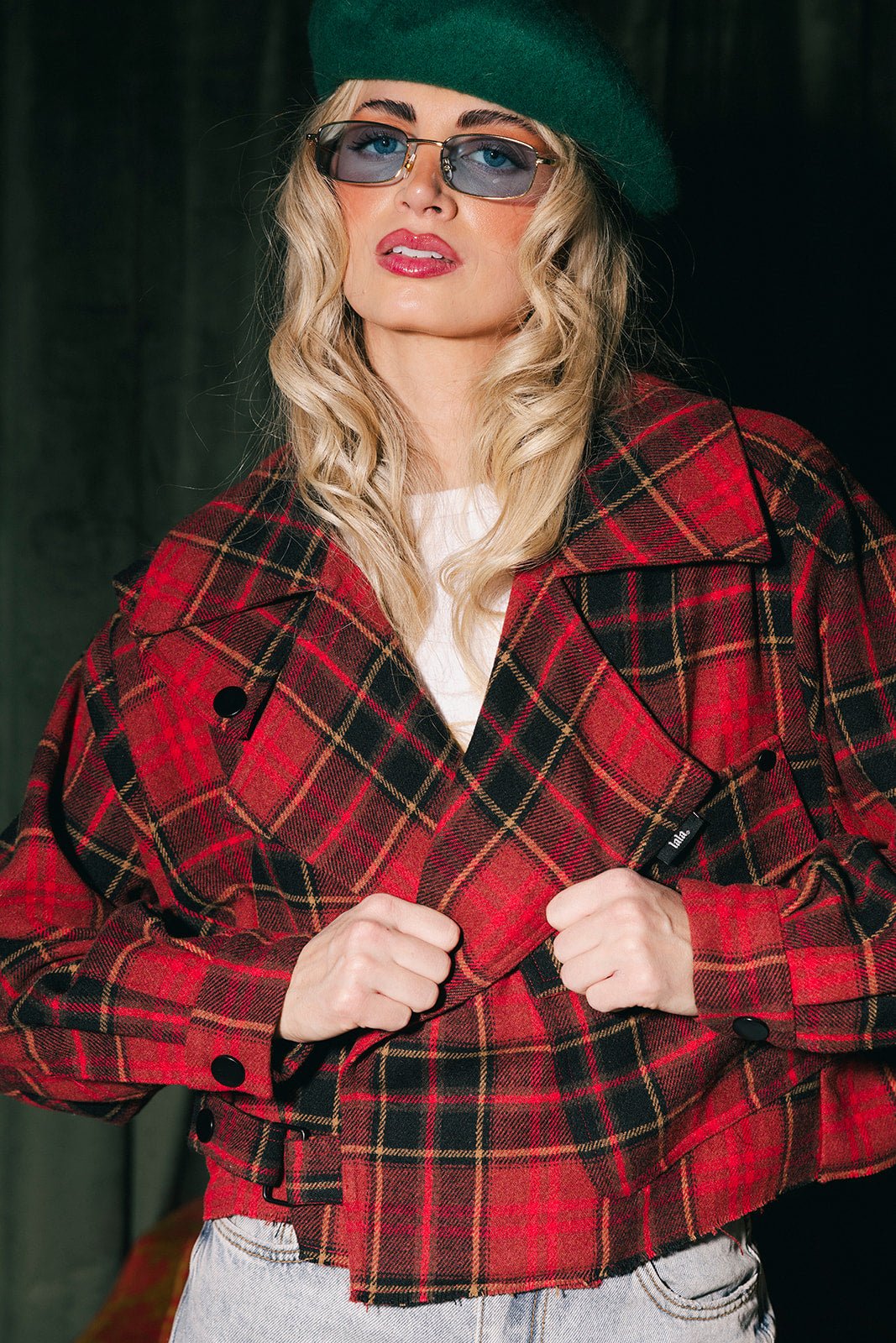 Father Figure Plaid Cropped Trench - Dressed in Lala