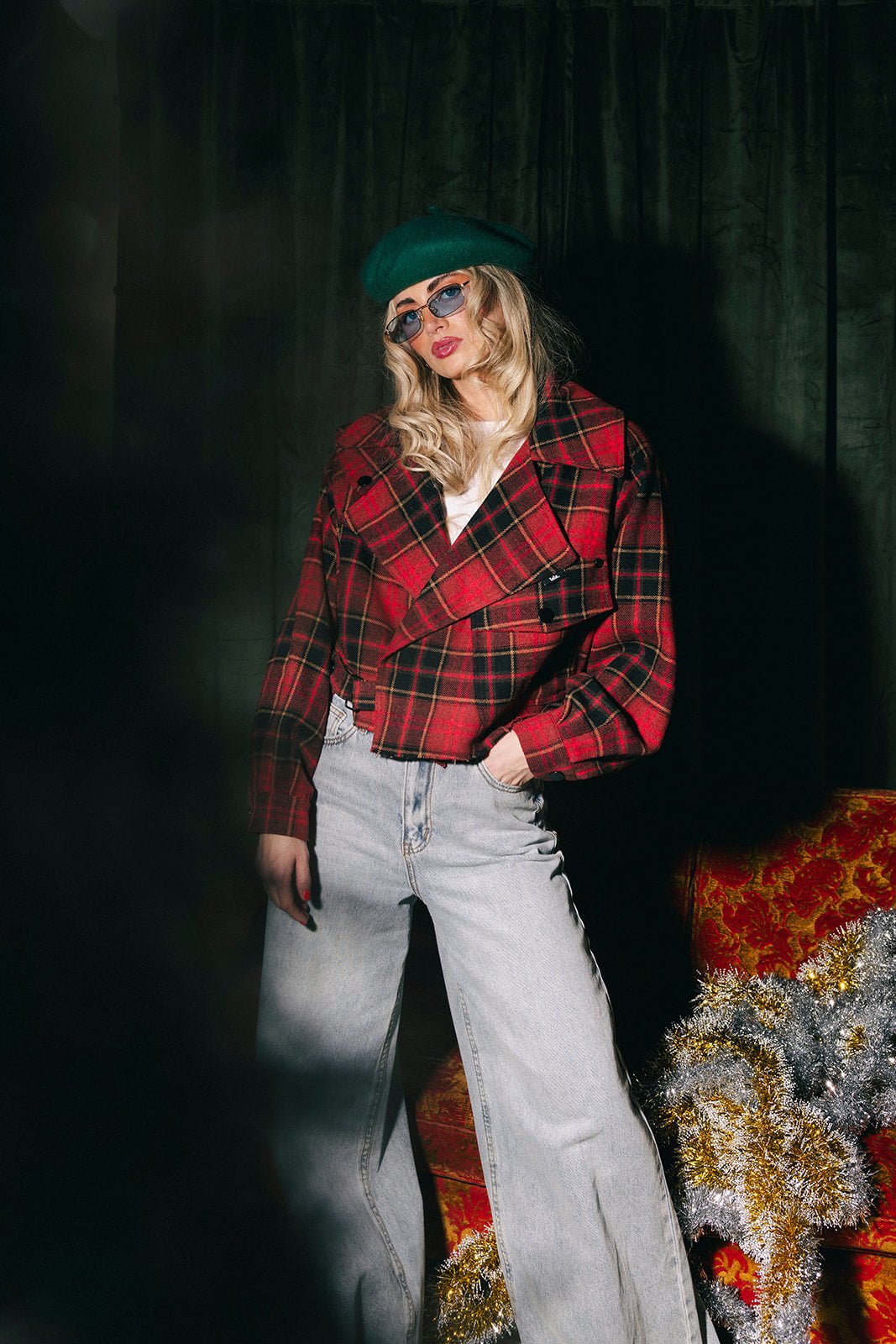 Father Figure Plaid Cropped Trench - Dressed in Lala