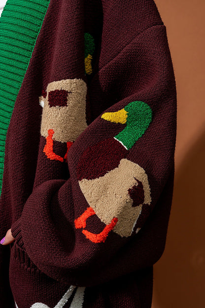 For Duck's Sake Patched Varsity Cardigan *SHIPS 9/29* - Dressed in Lala