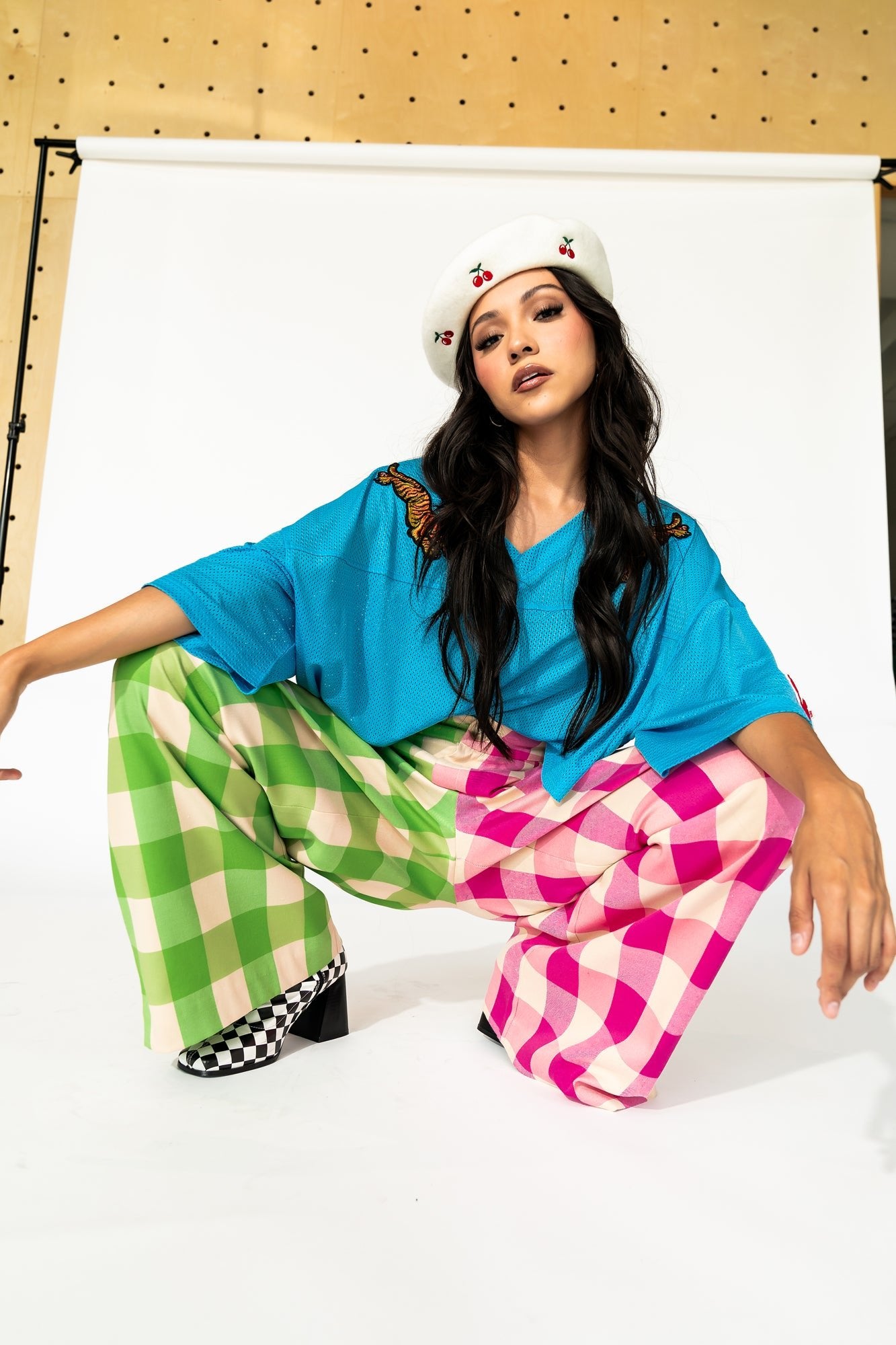 Gemini Half & Half Trousers in Pink + Green - Dressed in Lala