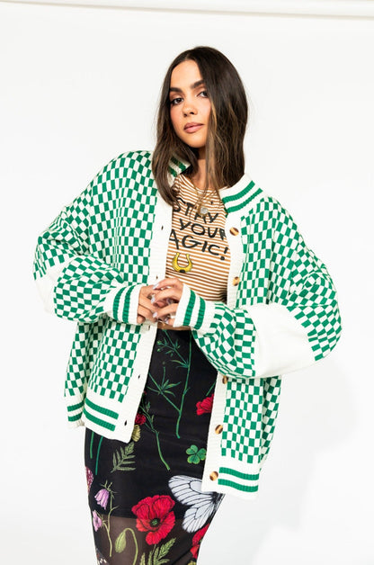Get What I Want Grandpa Cardigan in Lucky Clover Green - Dressed in Lala