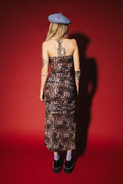 Girl From Mars Mesh Dress + Shawl in Leopard - Dressed in Lala