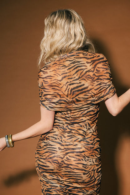 Girl From Mars Mesh Dress + Shawl in Tiger Stripes - Dressed in Lala