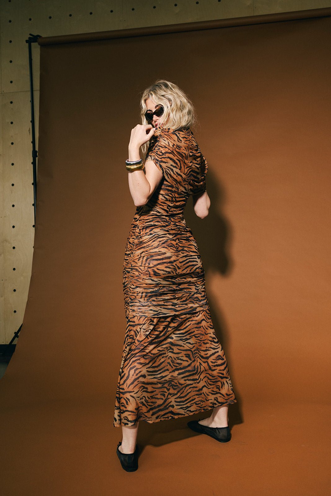 Girl From Mars Mesh Dress + Shawl in Tiger Stripes - Dressed in Lala
