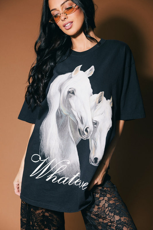 Girl, Whatever Oversized Mustang Tee - Dressed in Lala