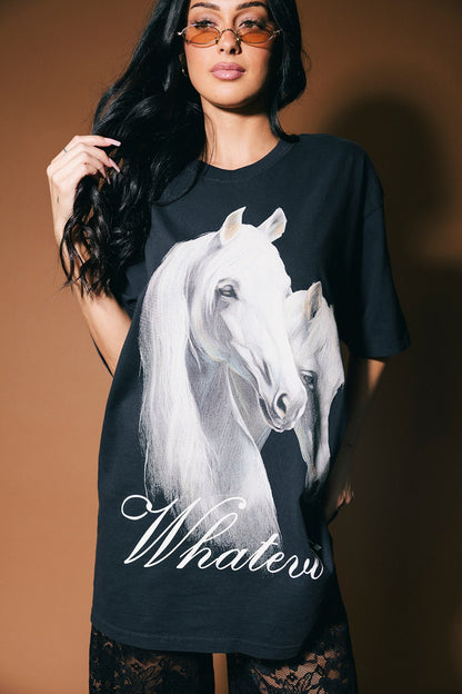 Girl, Whatever Oversized Mustang Tee - Dressed in Lala