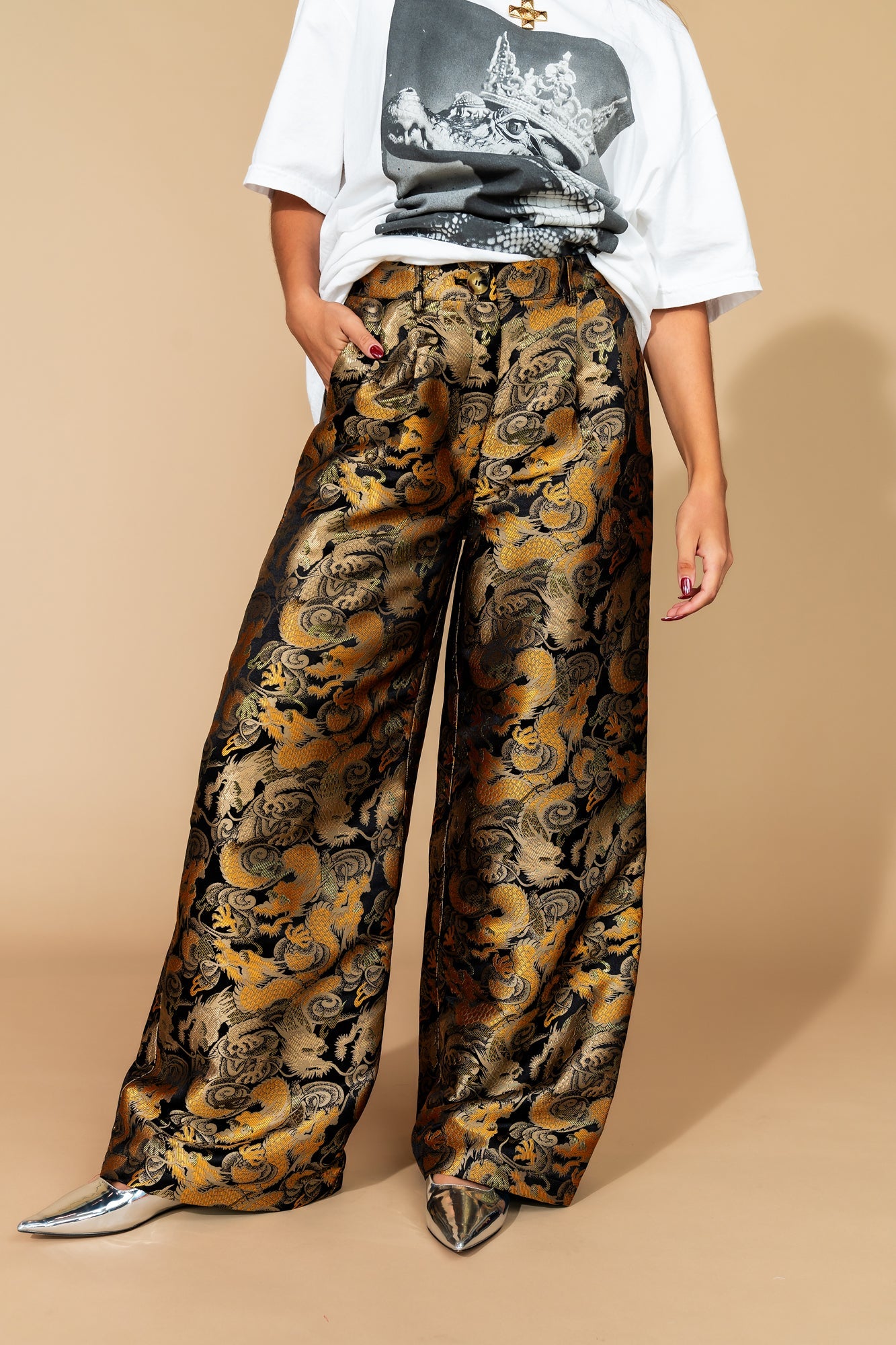 Golden Dragon Brocade Trousers - Dressed in Lala