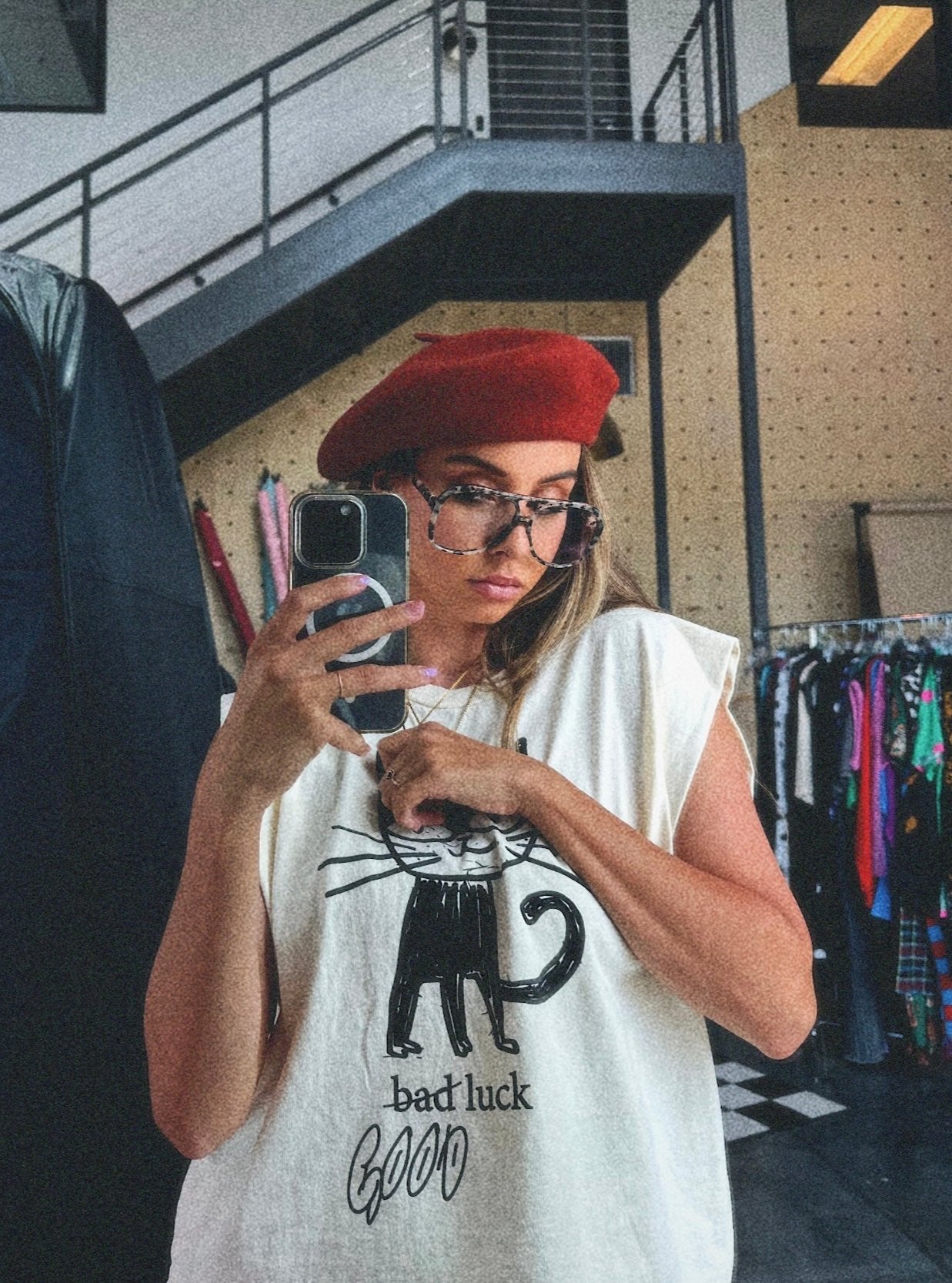 Good Luck Kitty Muscle Tee - Dressed in Lala