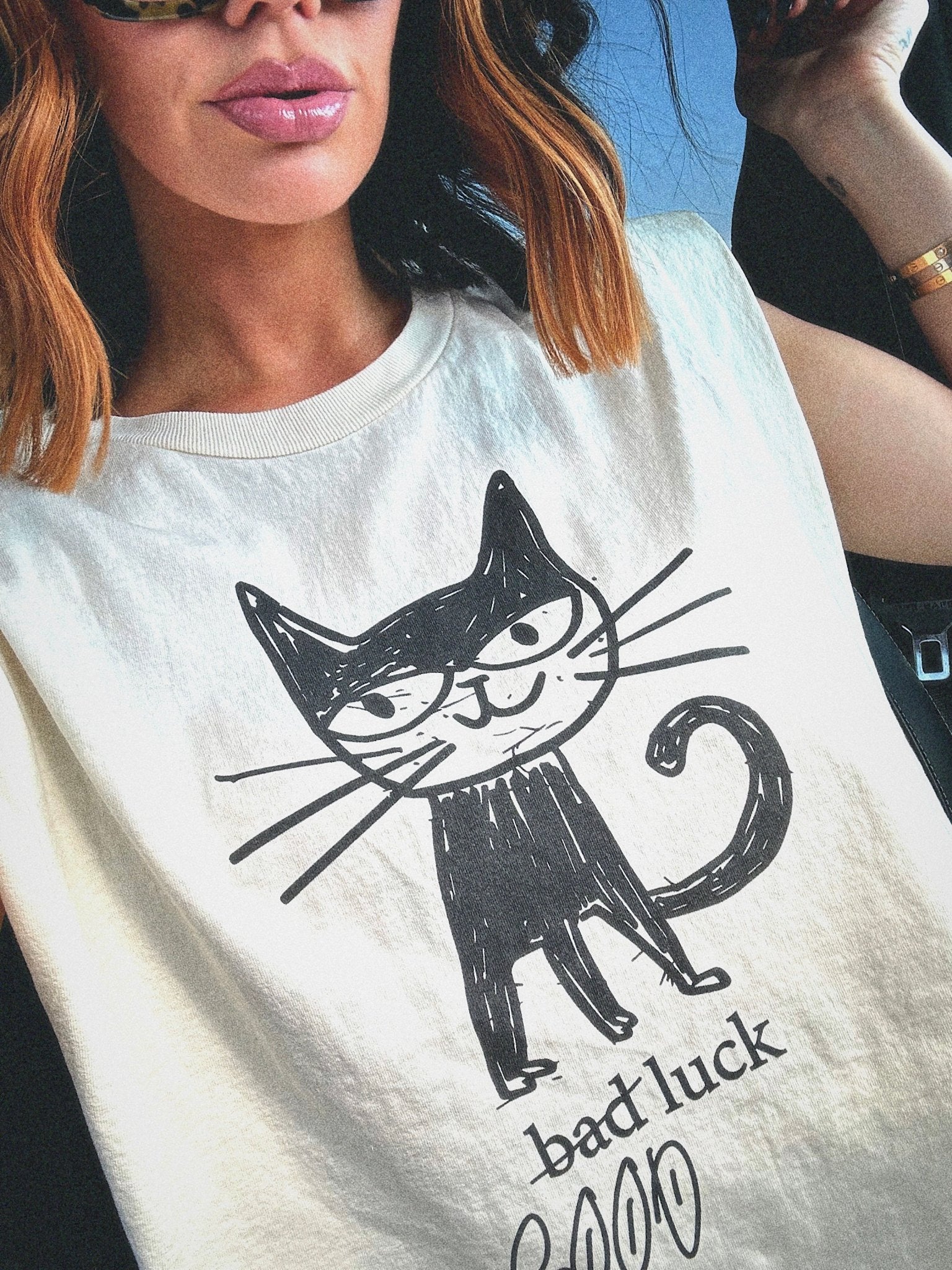 Good Luck Kitty Muscle Tee - Dressed in Lala