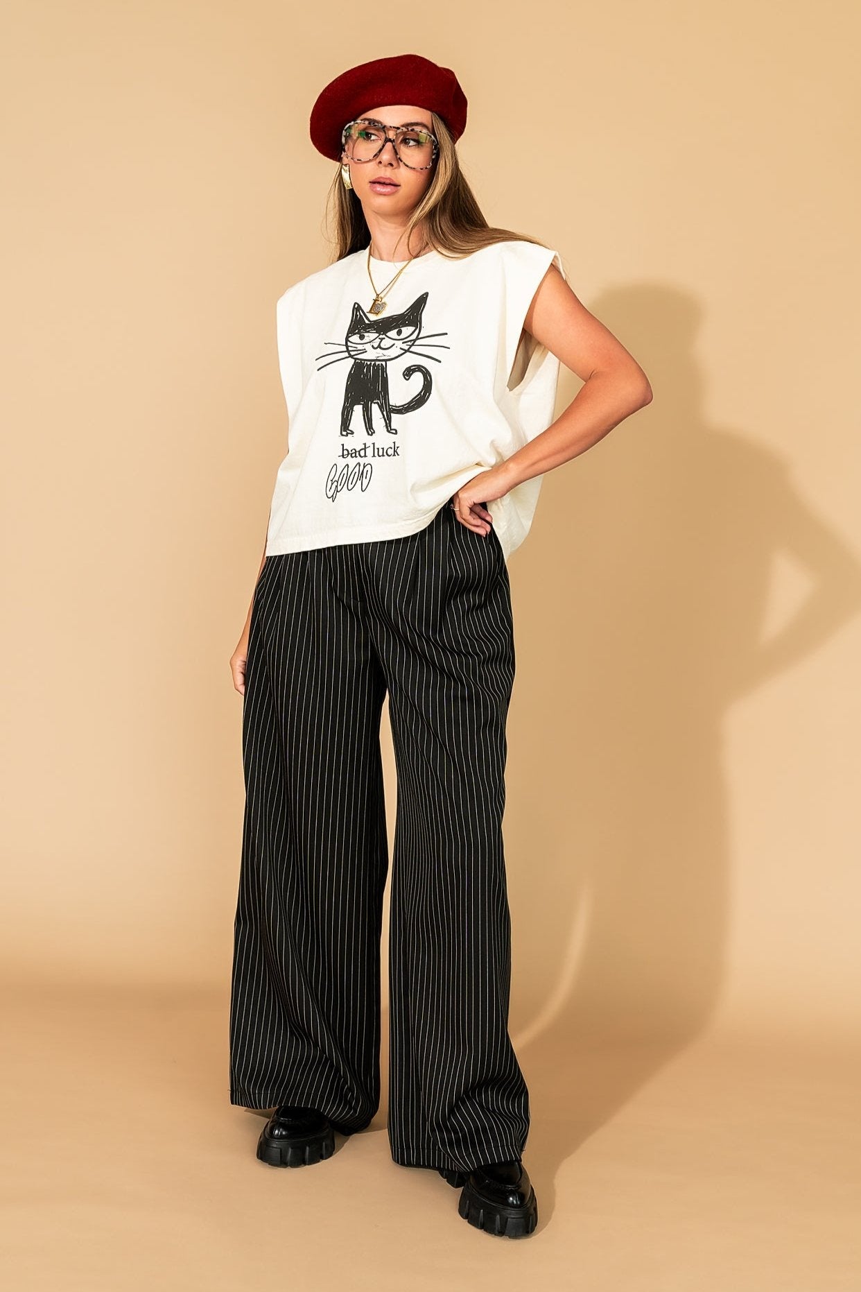 Good Luck Kitty Muscle Tee - Dressed in Lala