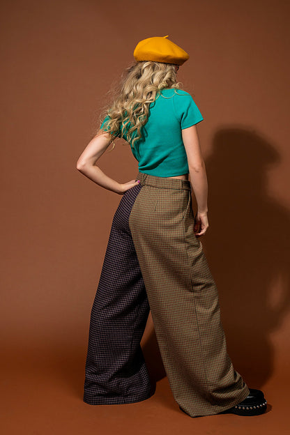 Grandpa Chic Half + Half Wide Leg Trousers - Dressed in Lala