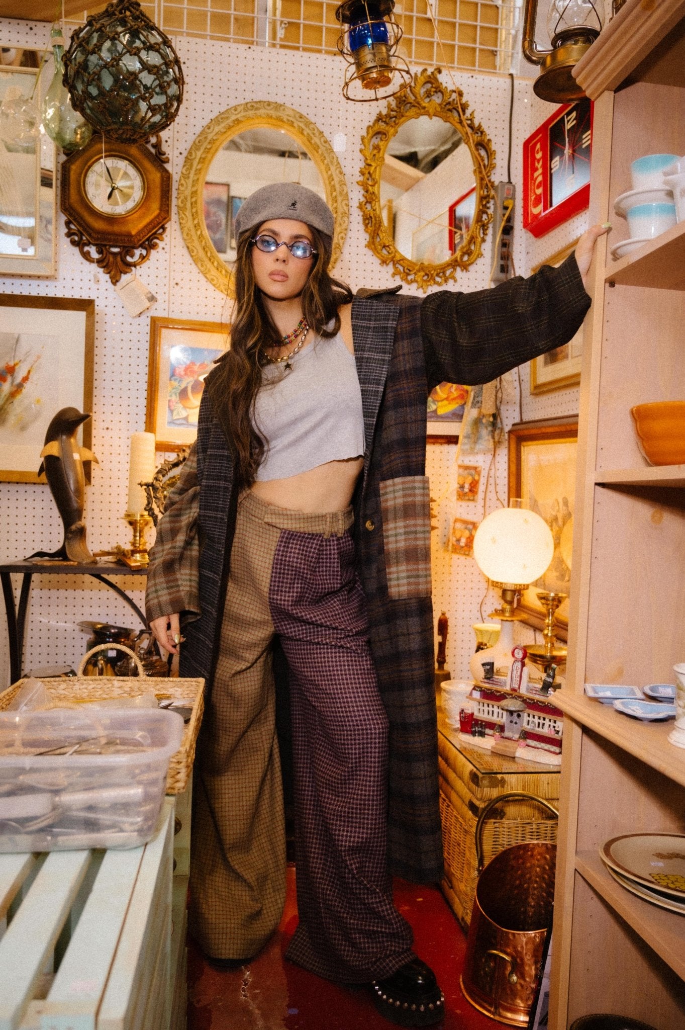 Grandpa Chic Half + Half Wide Leg Trousers - Dressed in Lala