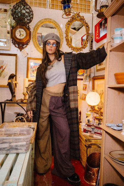 Grandpa Chic Half + Half Wide Leg Trousers - Dressed in Lala