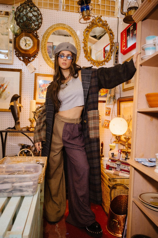Grandpa Chic Half + Half Wide Leg Trousers - Dressed in Lala