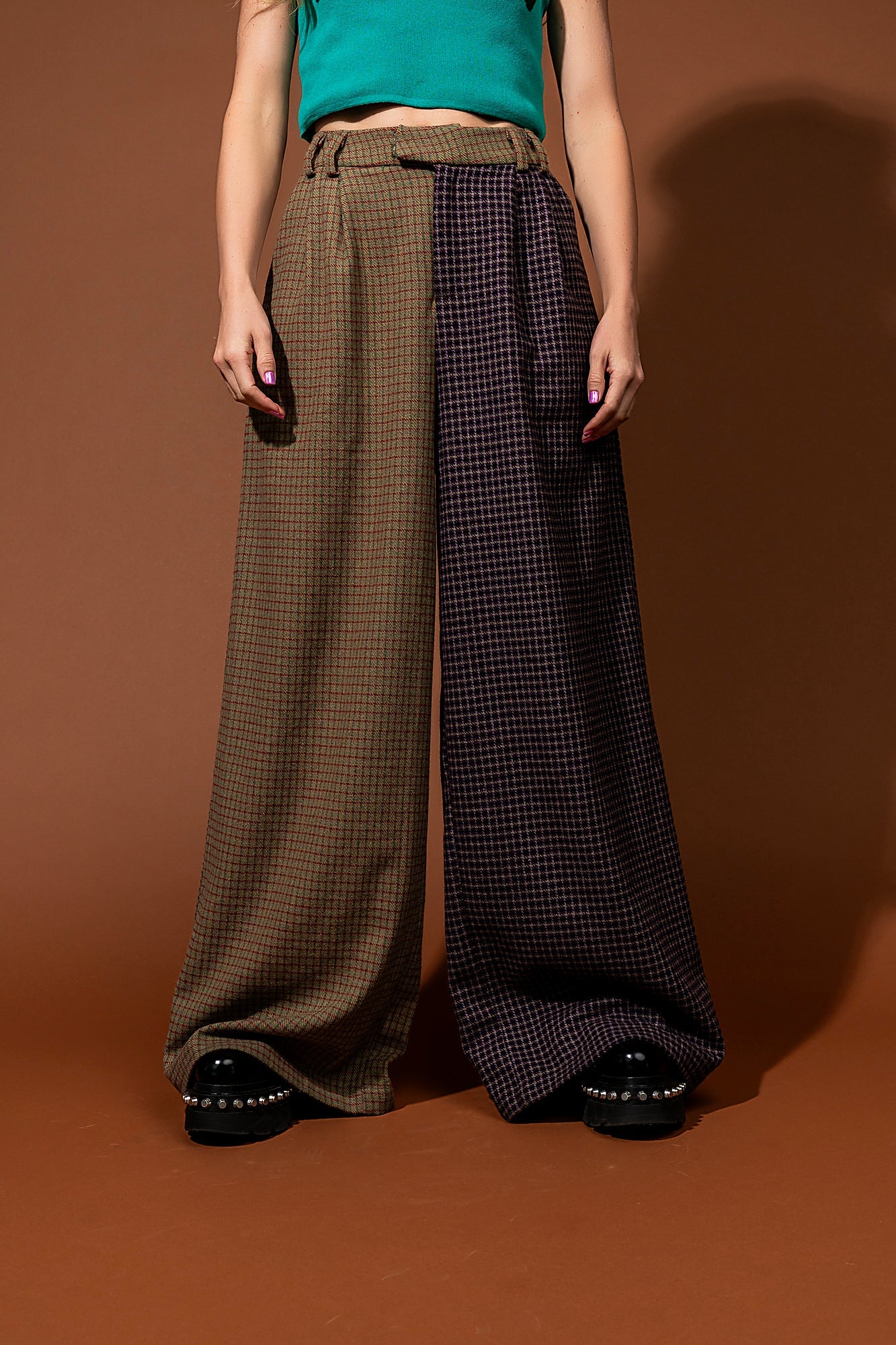 Grandpa Chic Half + Half Wide Leg Trousers - Dressed in Lala
