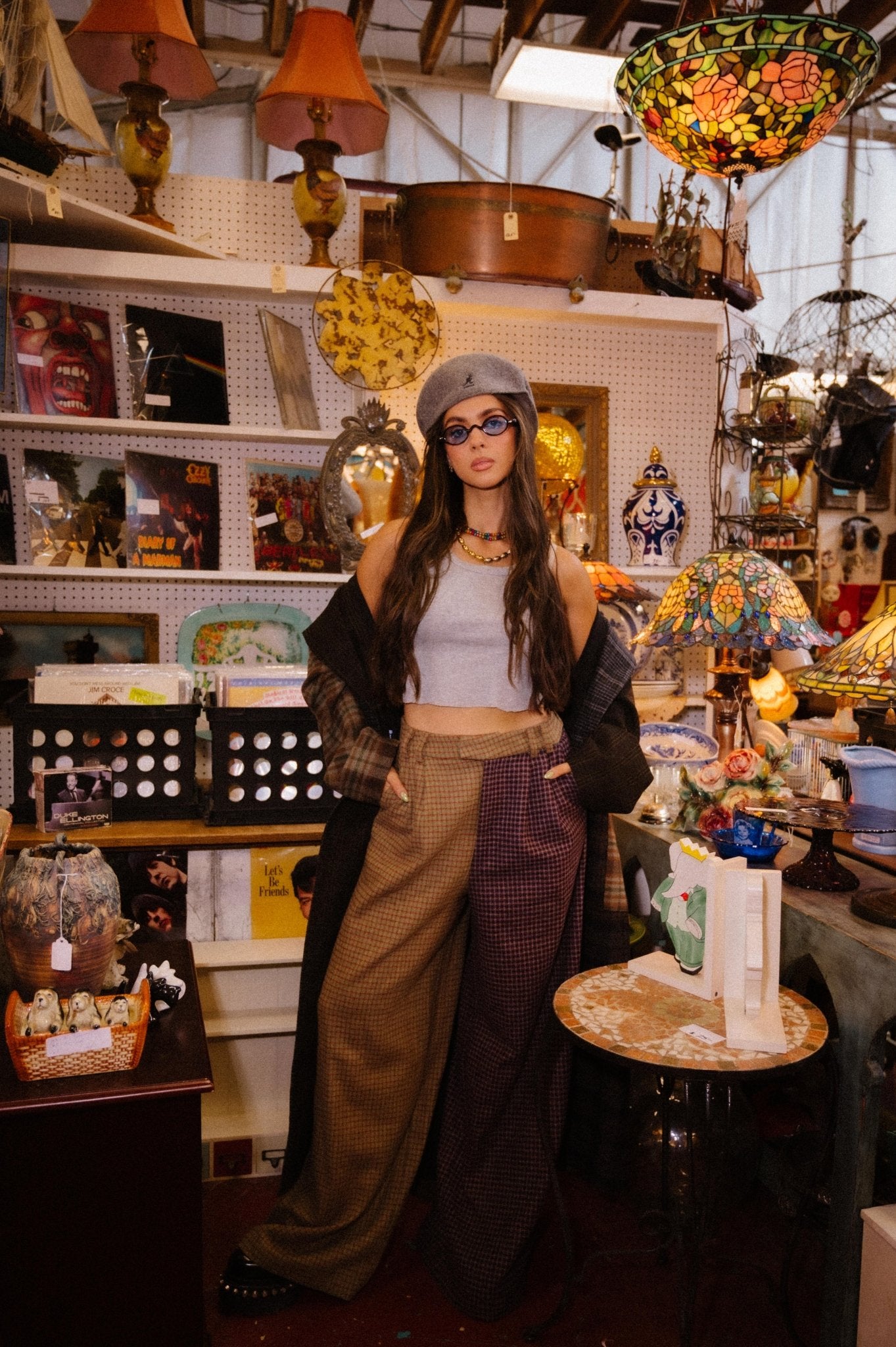 Grandpa Chic Half + Half Wide Leg Trousers - Dressed in Lala