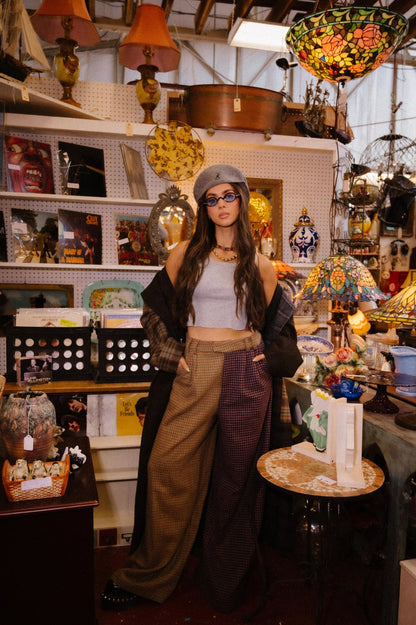 Grandpa Chic Half + Half Wide Leg Trousers - Dressed in Lala