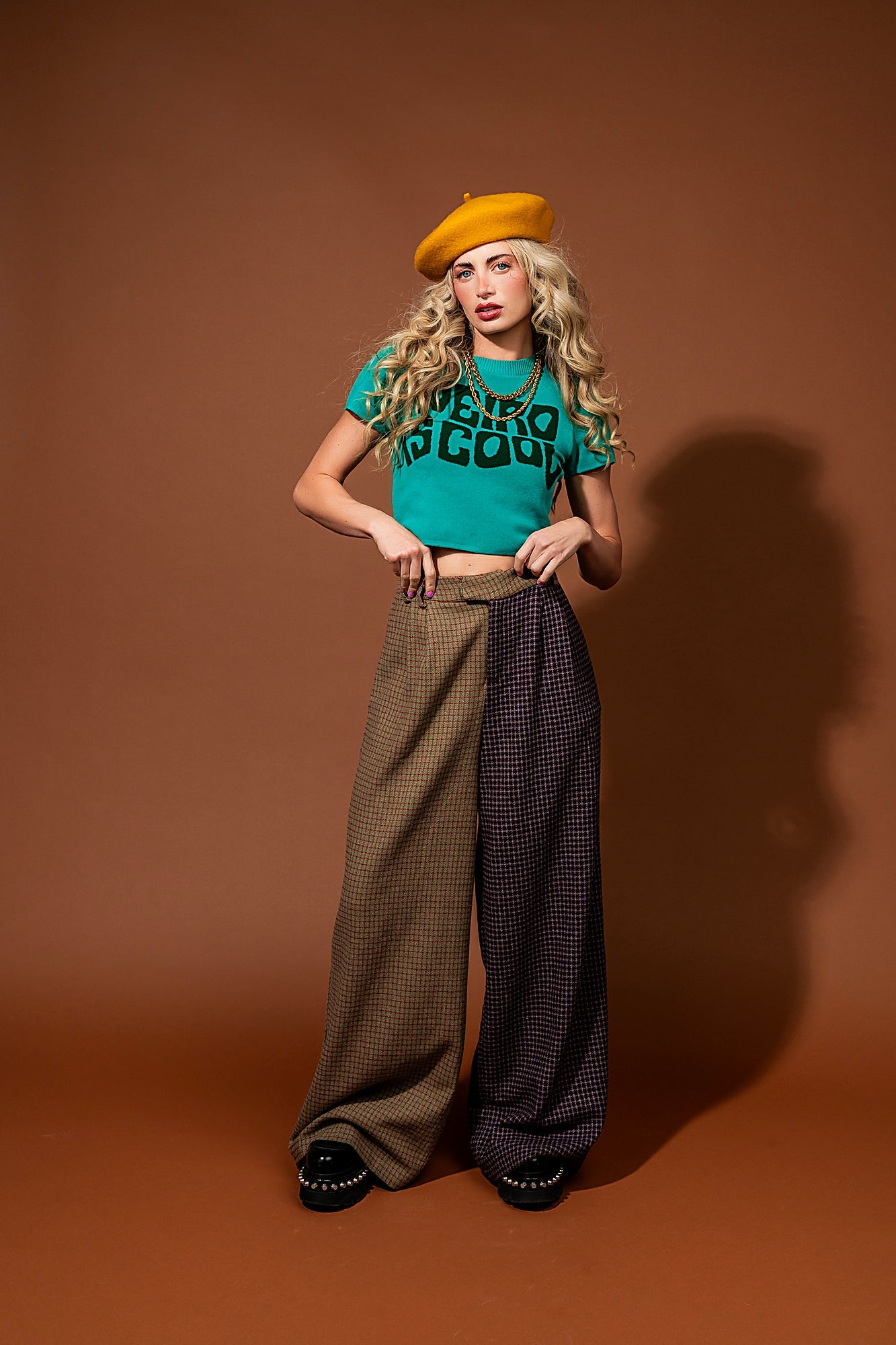 Grandpa Chic Half + Half Wide Leg Trousers - Dressed in Lala