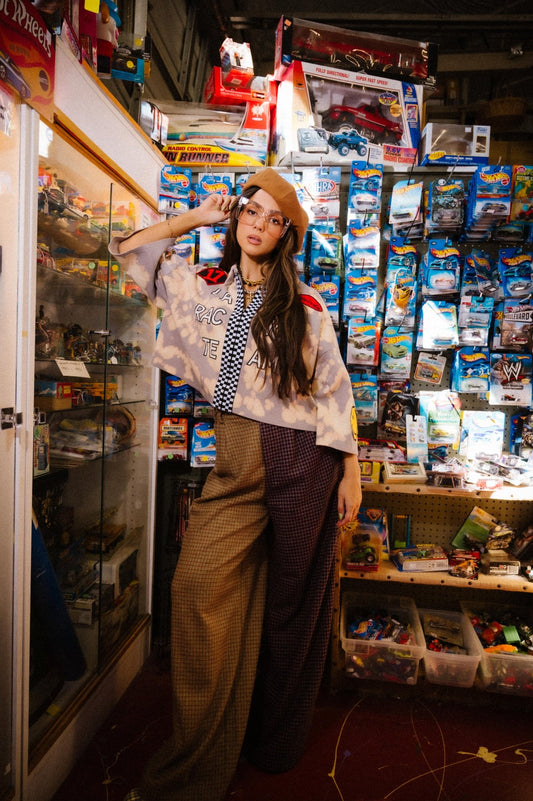 Grandpa Chic Half + Half Wide Leg Trousers - Dressed in Lala
