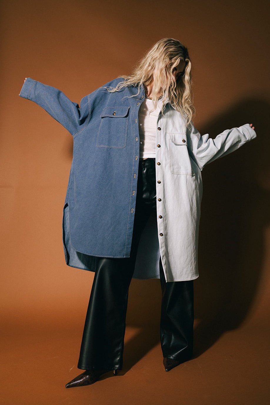 Groupie Grunge Half + Half Denim Shirt Jacket – Dressed in Lala