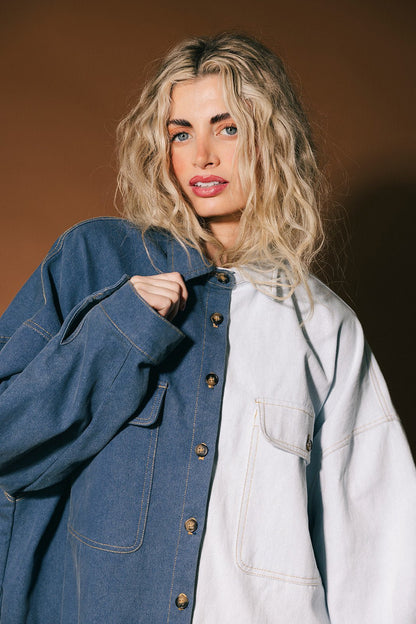 Groupie Grunge Half + Half Denim Shirt Jacket - Dressed in Lala