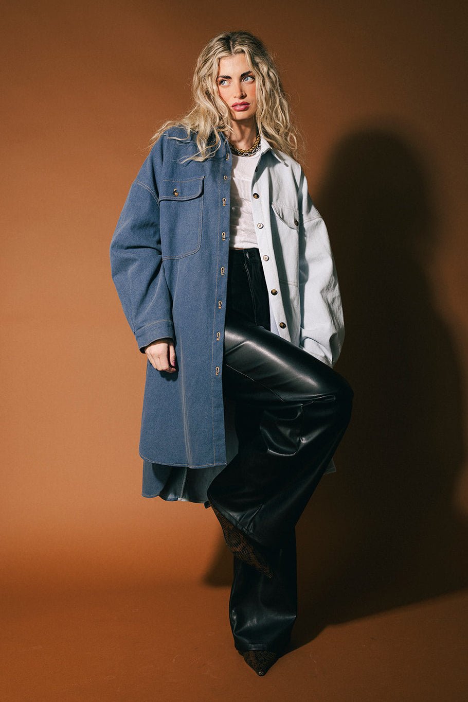 Groupie Grunge Half + Half Denim Shirt Jacket - Dressed in Lala