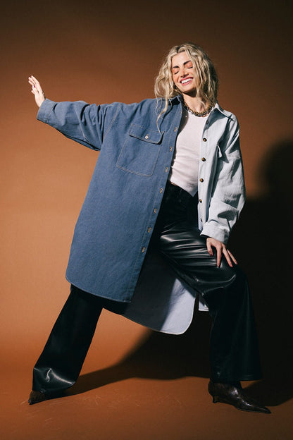 Groupie Grunge Half + Half Denim Shirt Jacket - Dressed in Lala