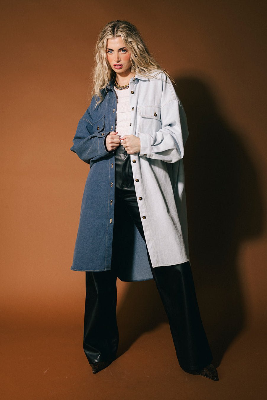 Groupie Grunge Half + Half Denim Shirt Jacket - Dressed in Lala