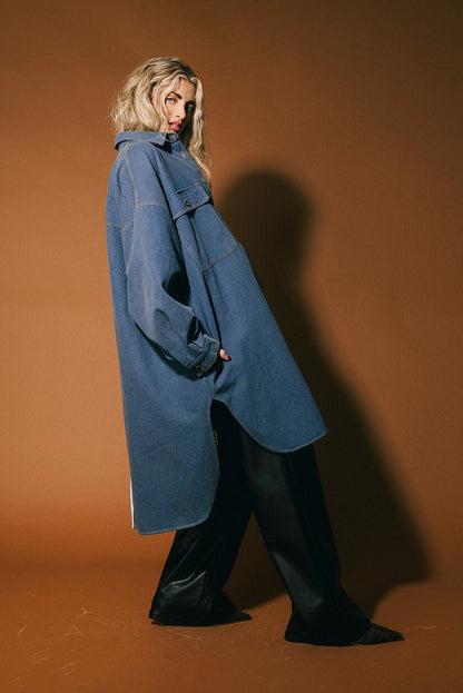 Groupie Grunge Half + Half Denim Shirt Jacket - Dressed in Lala