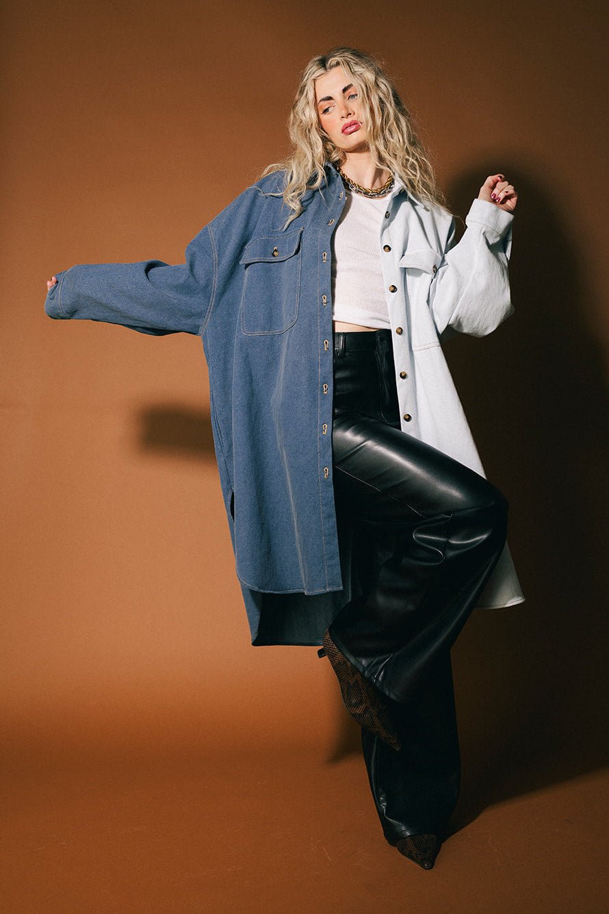 Groupie Grunge Half + Half Denim Shirt Jacket - Dressed in Lala