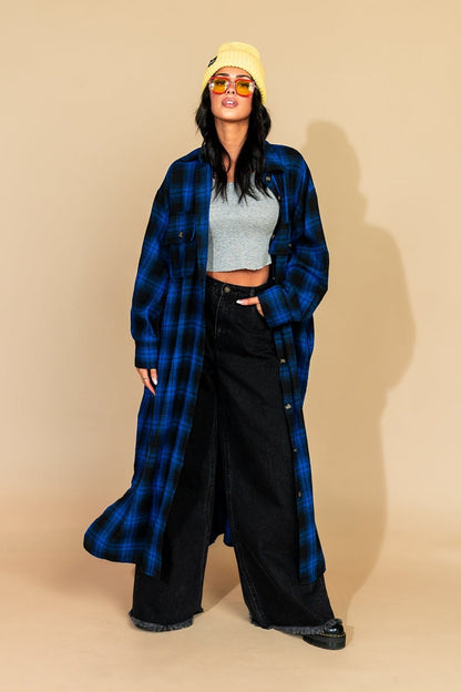 Grunge Goddess Flannel in Cobalt Blue - Dressed in Lala