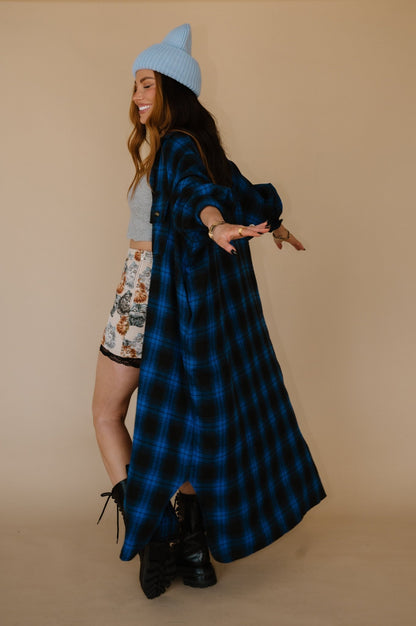 Grunge Goddess Flannel in Cobalt Blue - Dressed in Lala