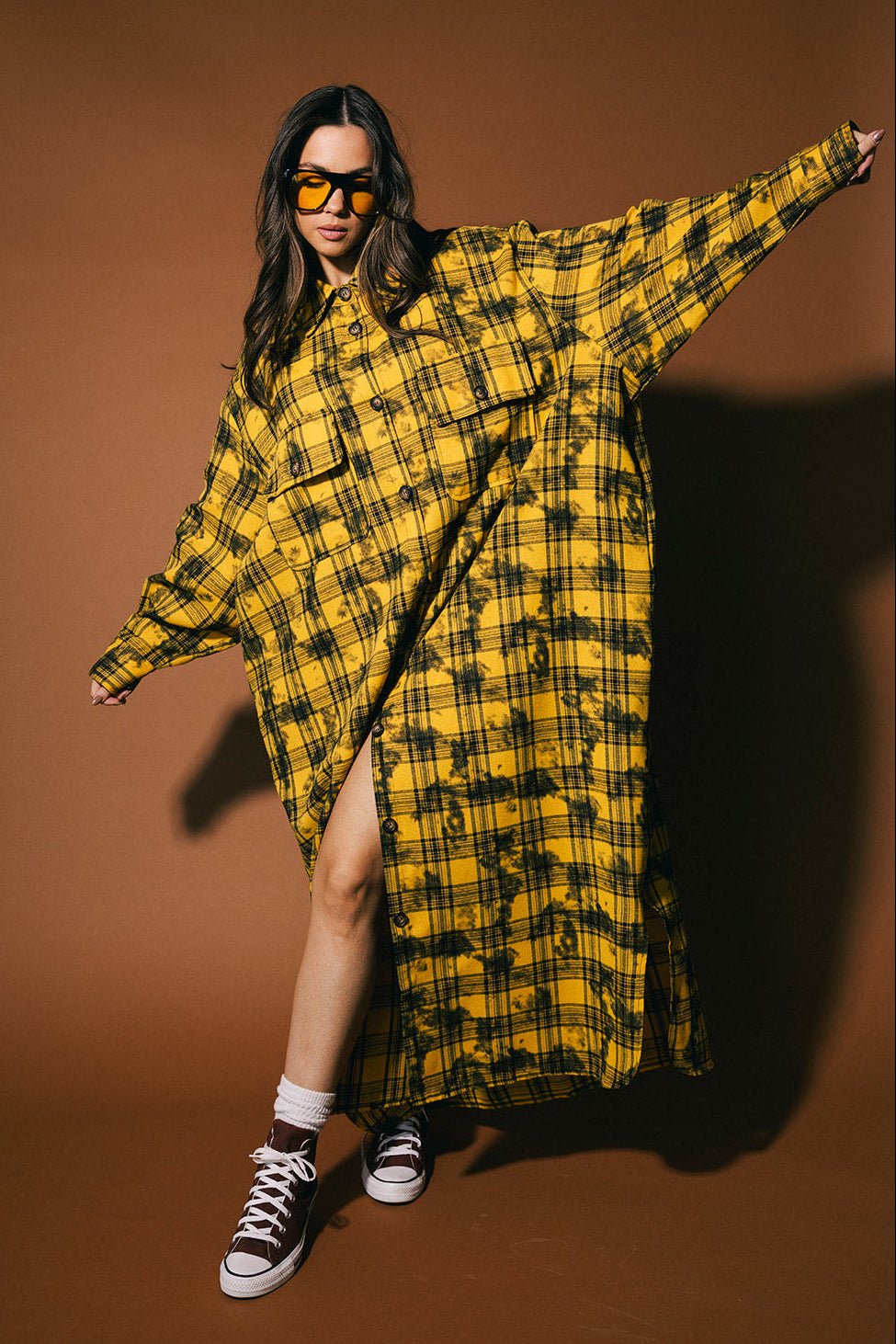 Grunge Flannel - Oversized Shirt Dress