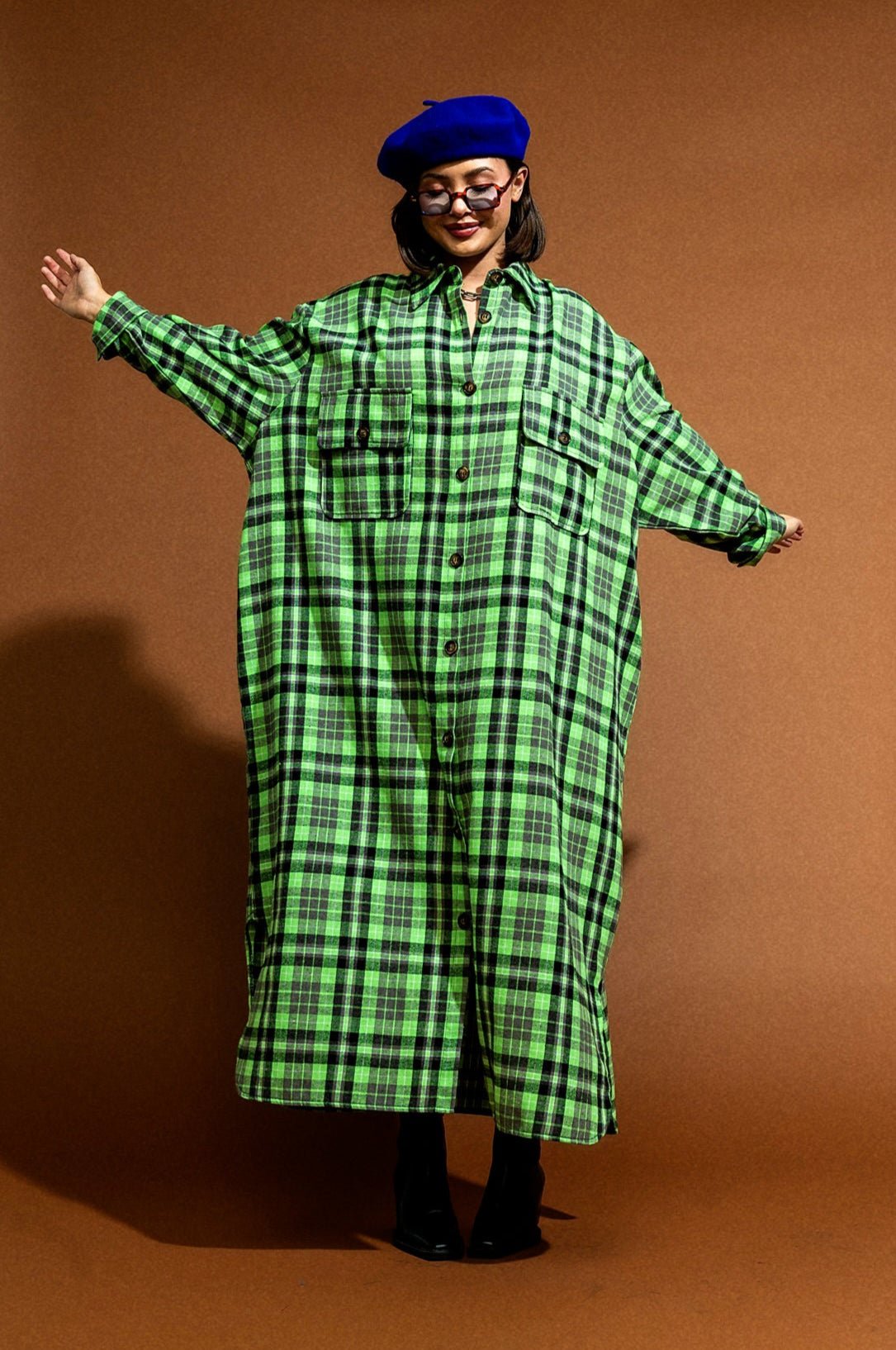 Grunge Goddess Flannel in Lime - Dressed in Lala