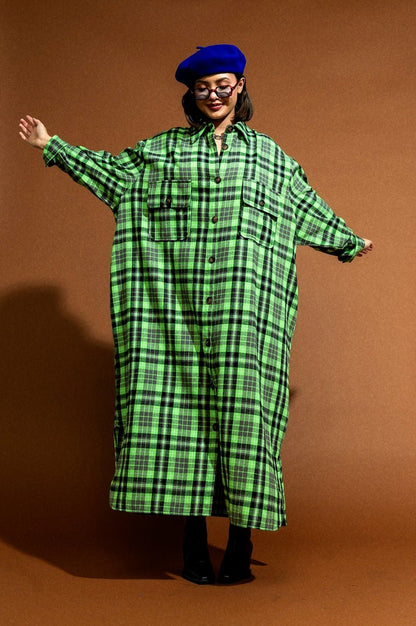 Grunge Goddess Flannel in Lime - Dressed in Lala