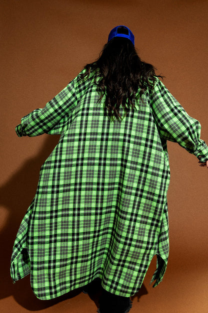 Grunge Goddess Flannel in Lime - Dressed in Lala