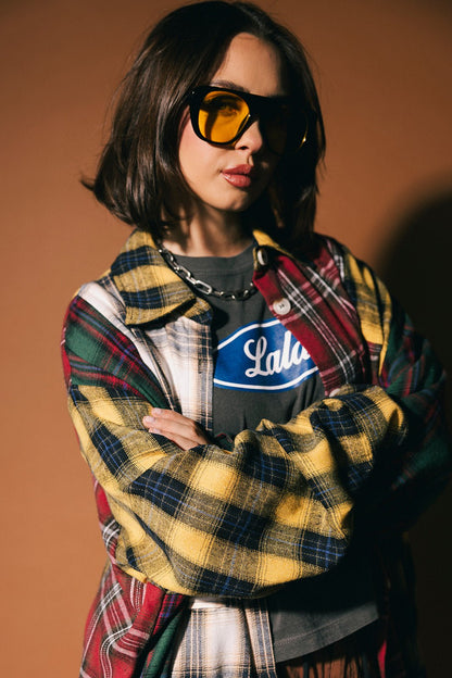 Grunge Goddess Flannel in Mixed Patch Plaid - Dressed in Lala