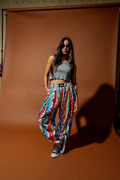 Happy Chance Barrel Leg Boxer Pants in Rainbow Moon - Dressed in Lala