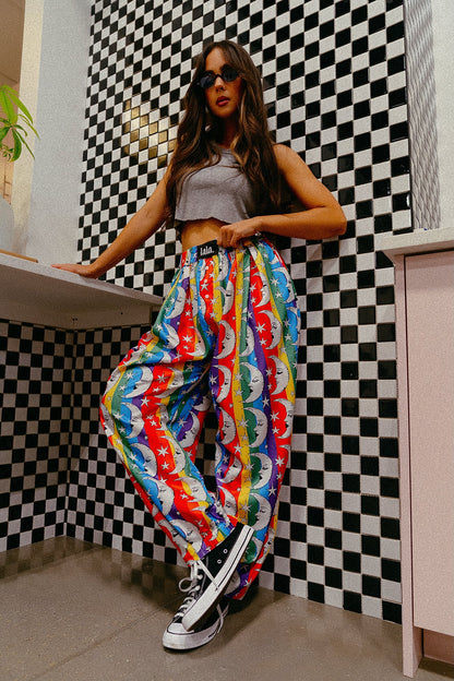 Happy Chance Barrel Leg Boxer Pants in Rainbow Moon - Dressed in Lala