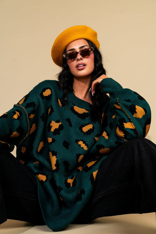 Hear Her Roar Oversized Knit in Emerald - Dressed in Lala