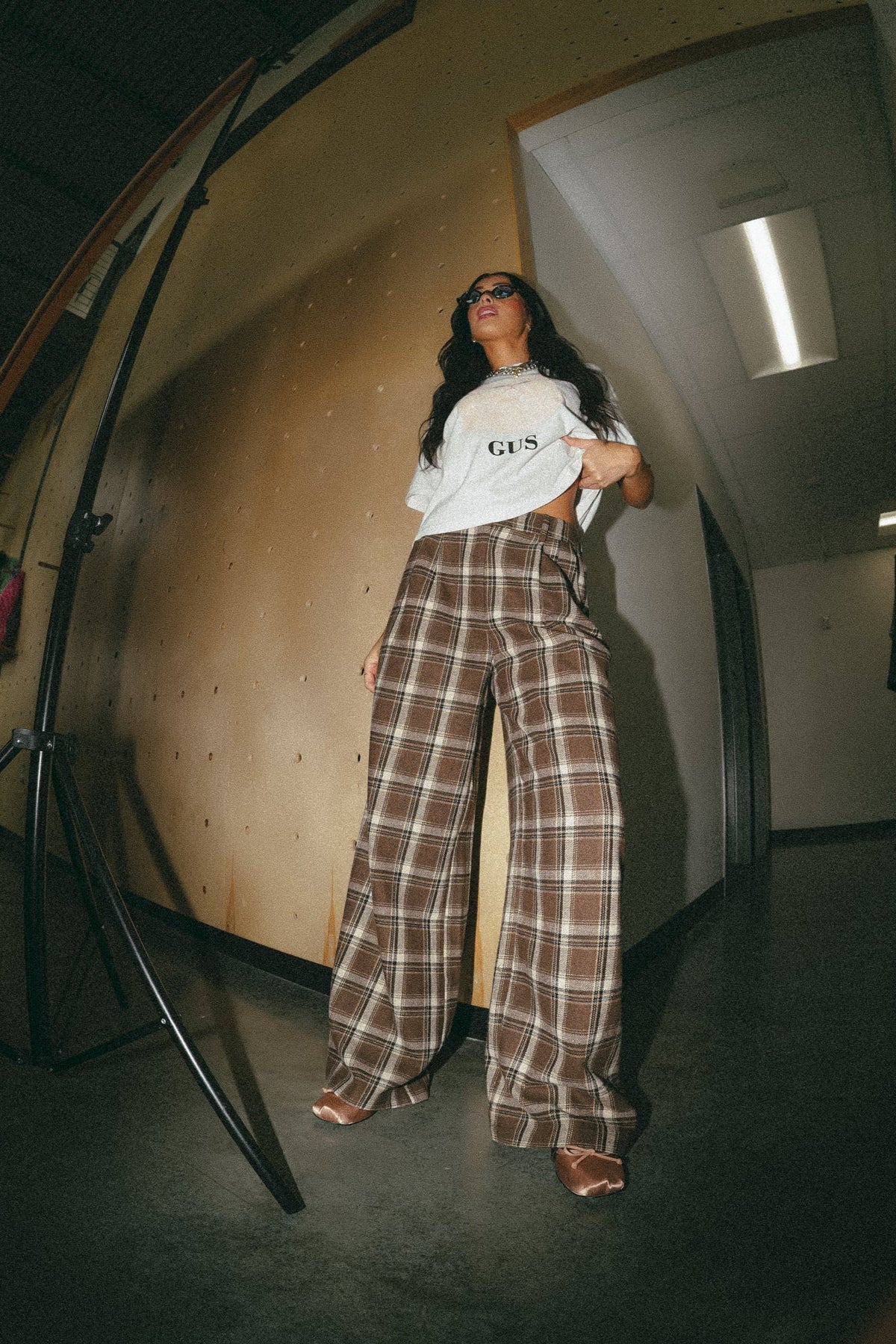 Honey Baby Sparkle Wide Leg Trousers in Mocha - Dressed in Lala