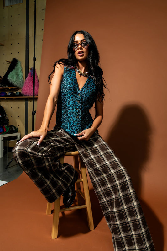 Honey Baby Sparkle Wide Leg Trousers in Mocha - Dressed in Lala