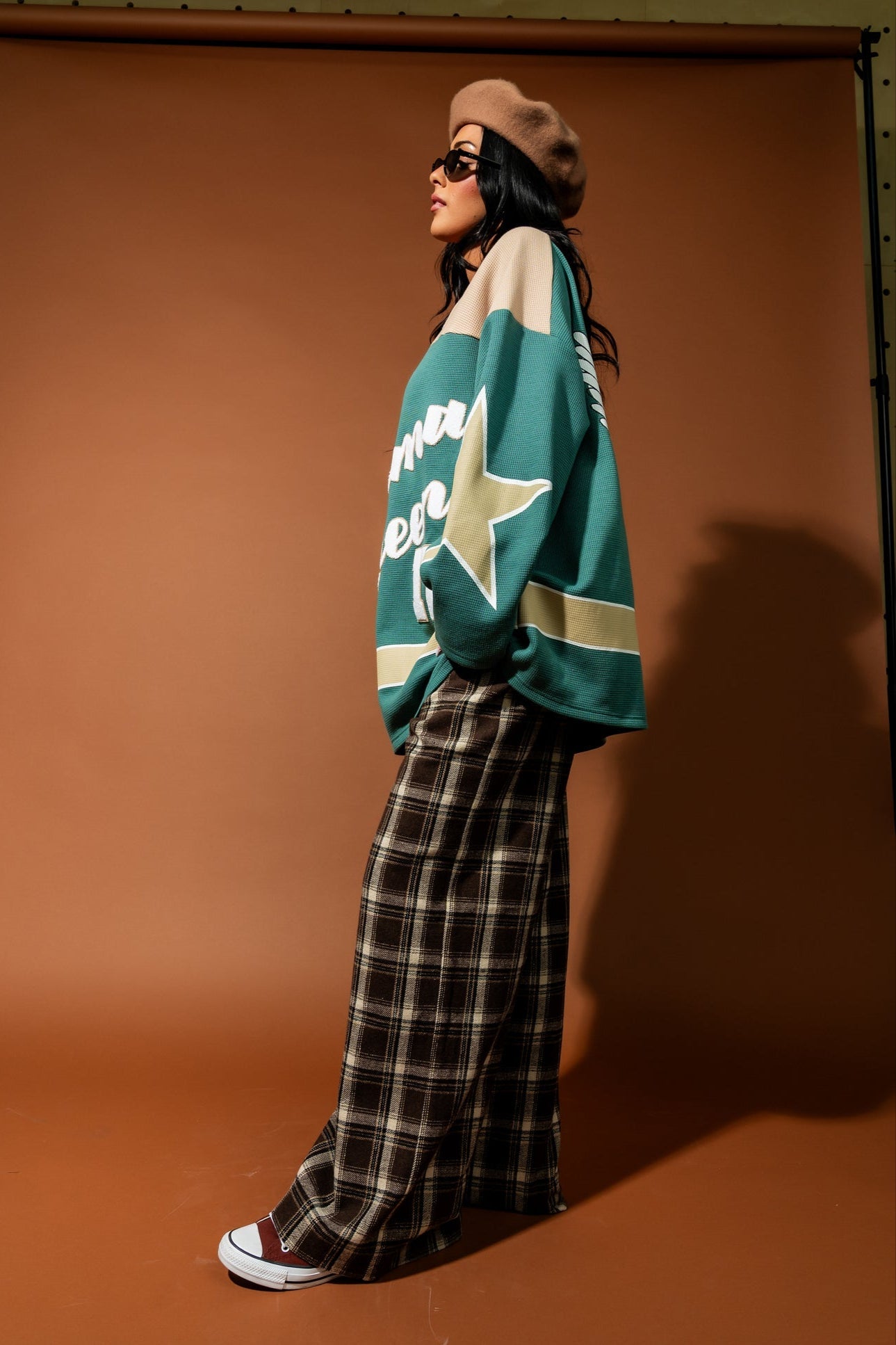 Honey Baby Sparkle Wide Leg Trousers in Mocha - Dressed in Lala