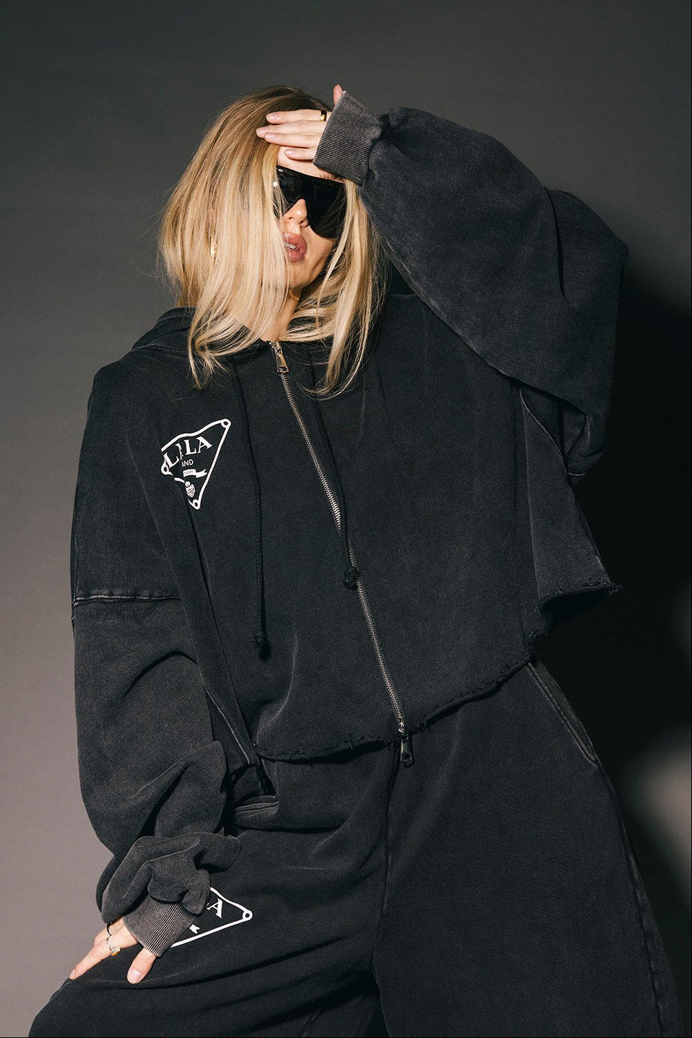 House of Lala Cropped Zip Up Hoodie - Dressed in Lala