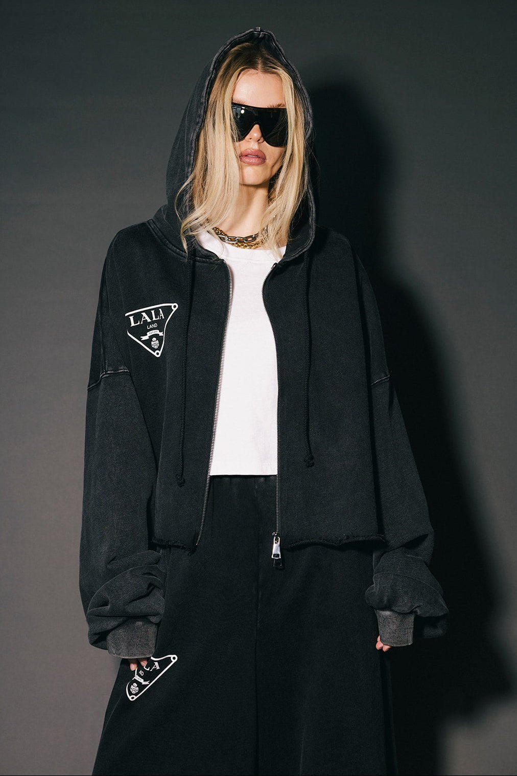 House of Lala Cropped Zip Up Hoodie - Dressed in Lala