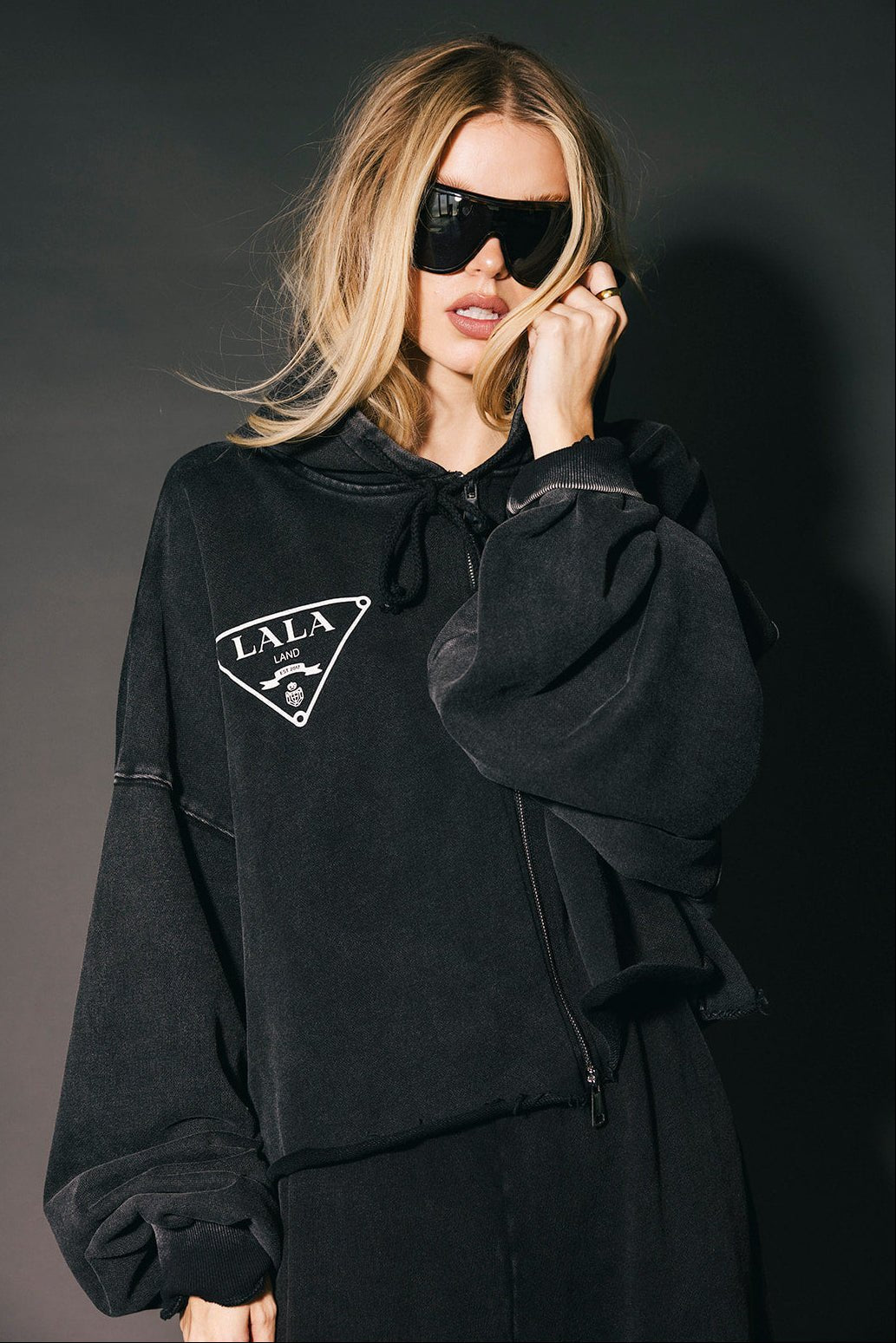 House of Lala Cropped Zip Up Hoodie - Dressed in Lala