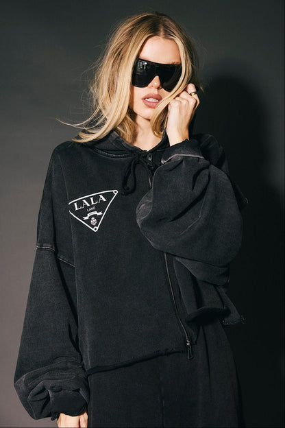 House of Lala Cropped Zip Up Hoodie - Dressed in Lala